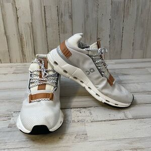 On Cloudnova Men’s Size 7 White Pearl Brown Lace Up Running Shoes